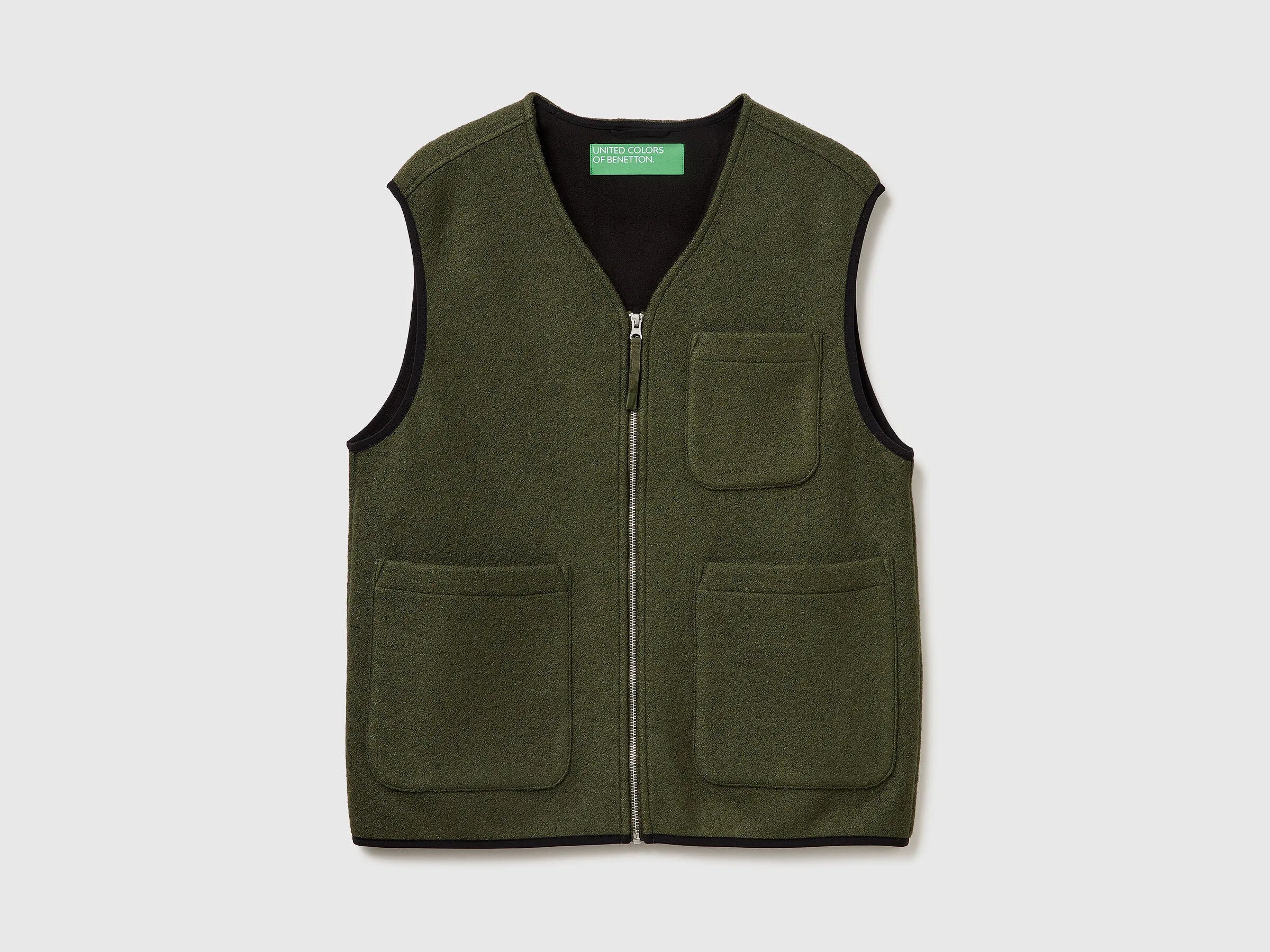 Benetton_Military Green_Vest in Wool Blend_24RDUJ00R_87V_05