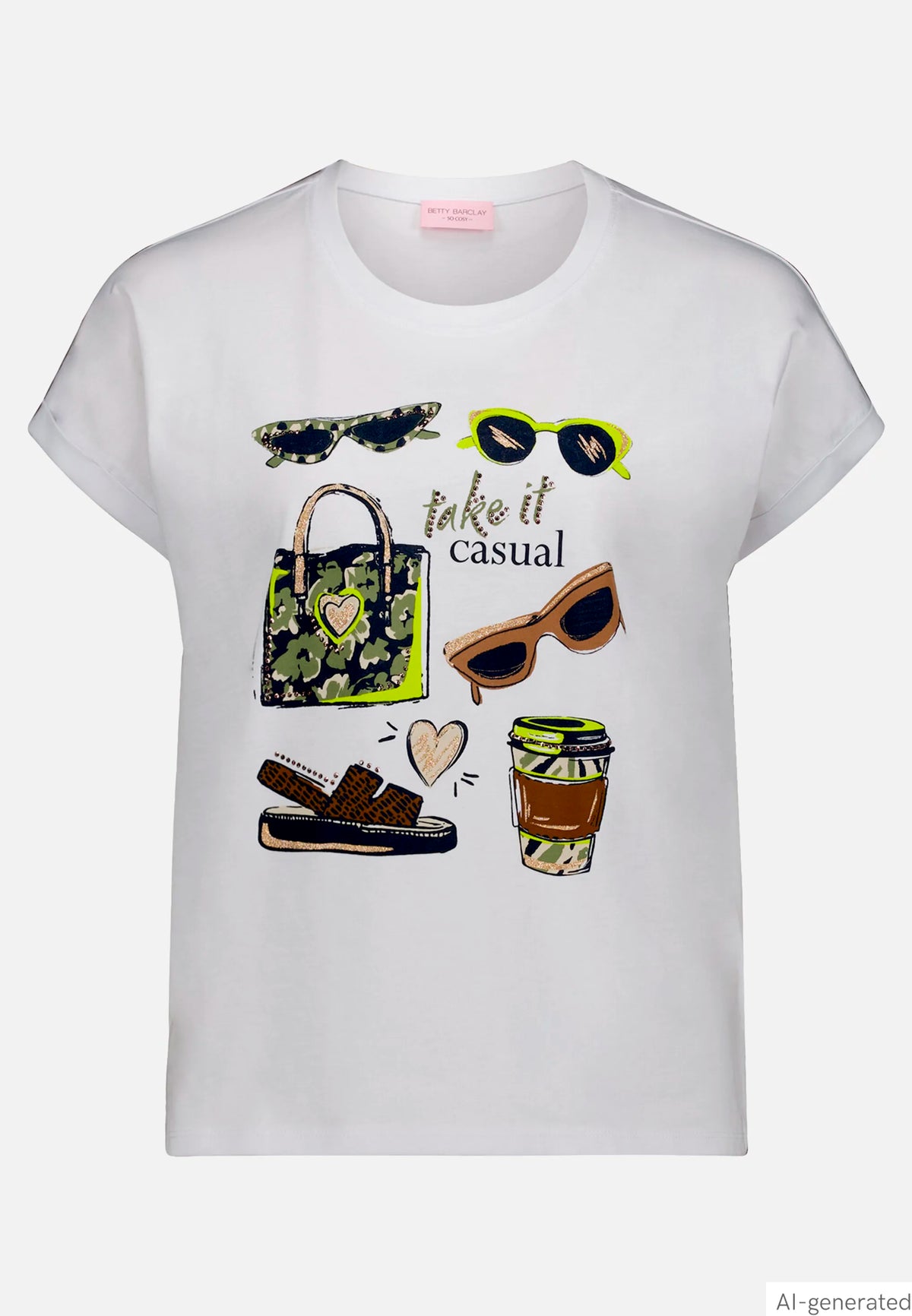 Betty Barclay Patch White/Brown Women Casual Shirt with Print SKU: 2511-8090_1970 Image 04