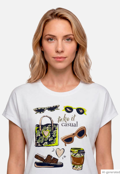Betty Barclay Patch White/Brown Women Casual Shirt with Print SKU: 2511-8090_1970 Image 07