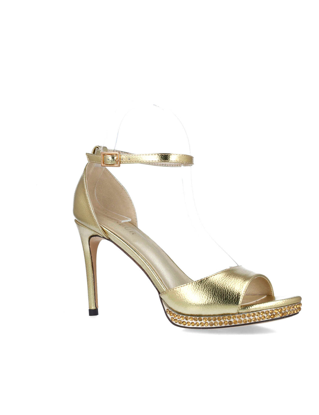 Shiny Gold High-Heel Sandals With Ankle Strap_25157_00_02