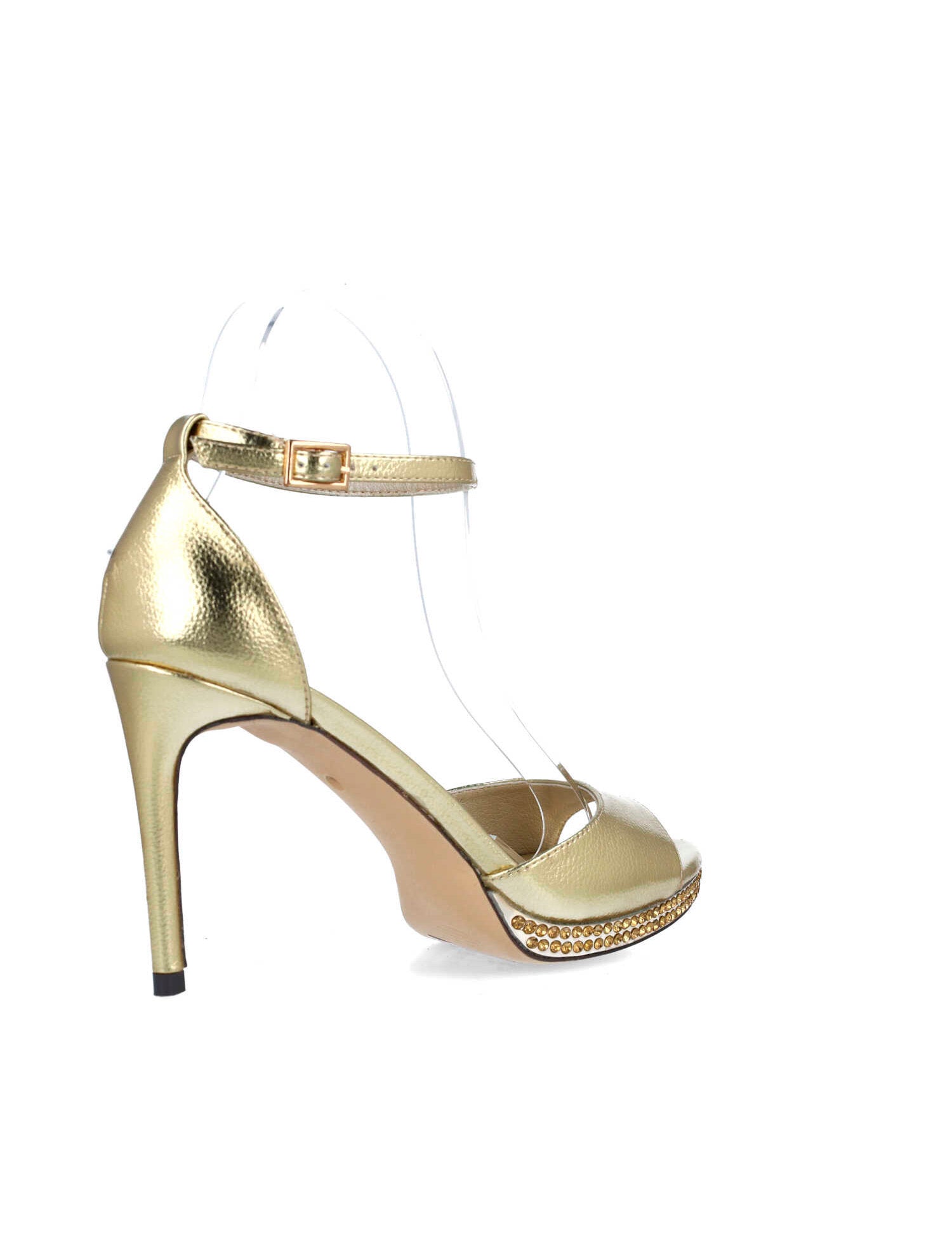 Shiny Gold High-Heel Sandals With Ankle Strap_25157_00_03