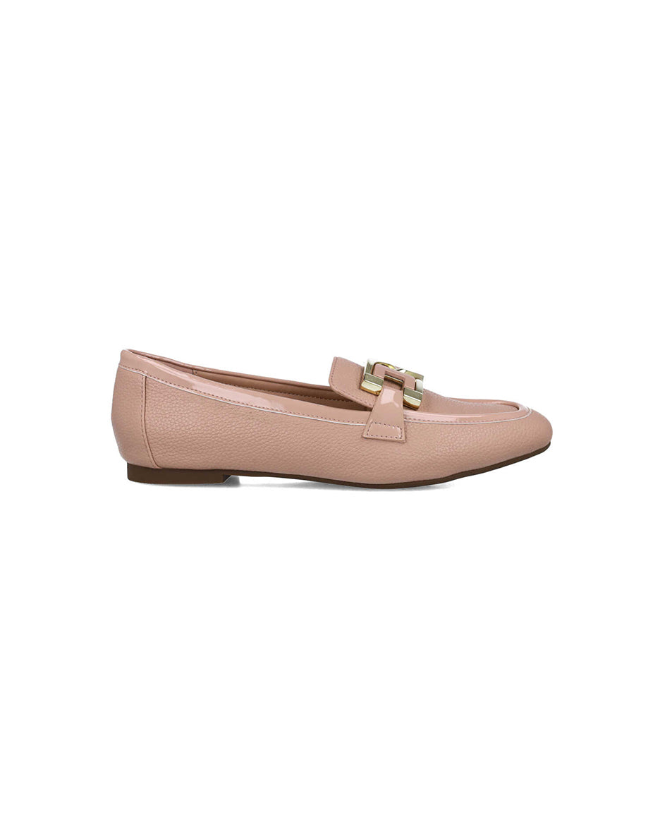 Pink Loafers With Gold Buckle_25298_97_01