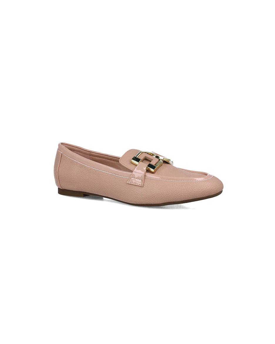 Pink Loafers With Gold Buckle_25298_97_02