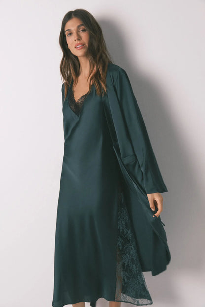 Women Secret_Bottle_Long Loose Green Satin Robe_2532441_20_01
