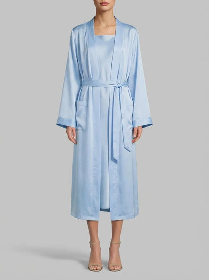 Women Secret Light Blue Women Blue Satin Midi Robe SKU: 2533683_16 Image 00