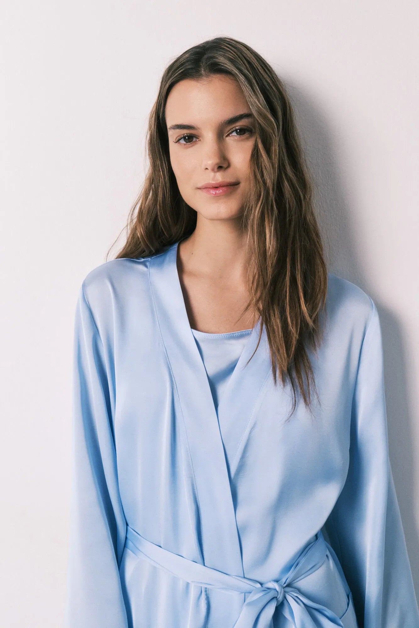 Women Secret Light Blue Women Blue Satin Midi Robe SKU: 2533683_16 Image 03