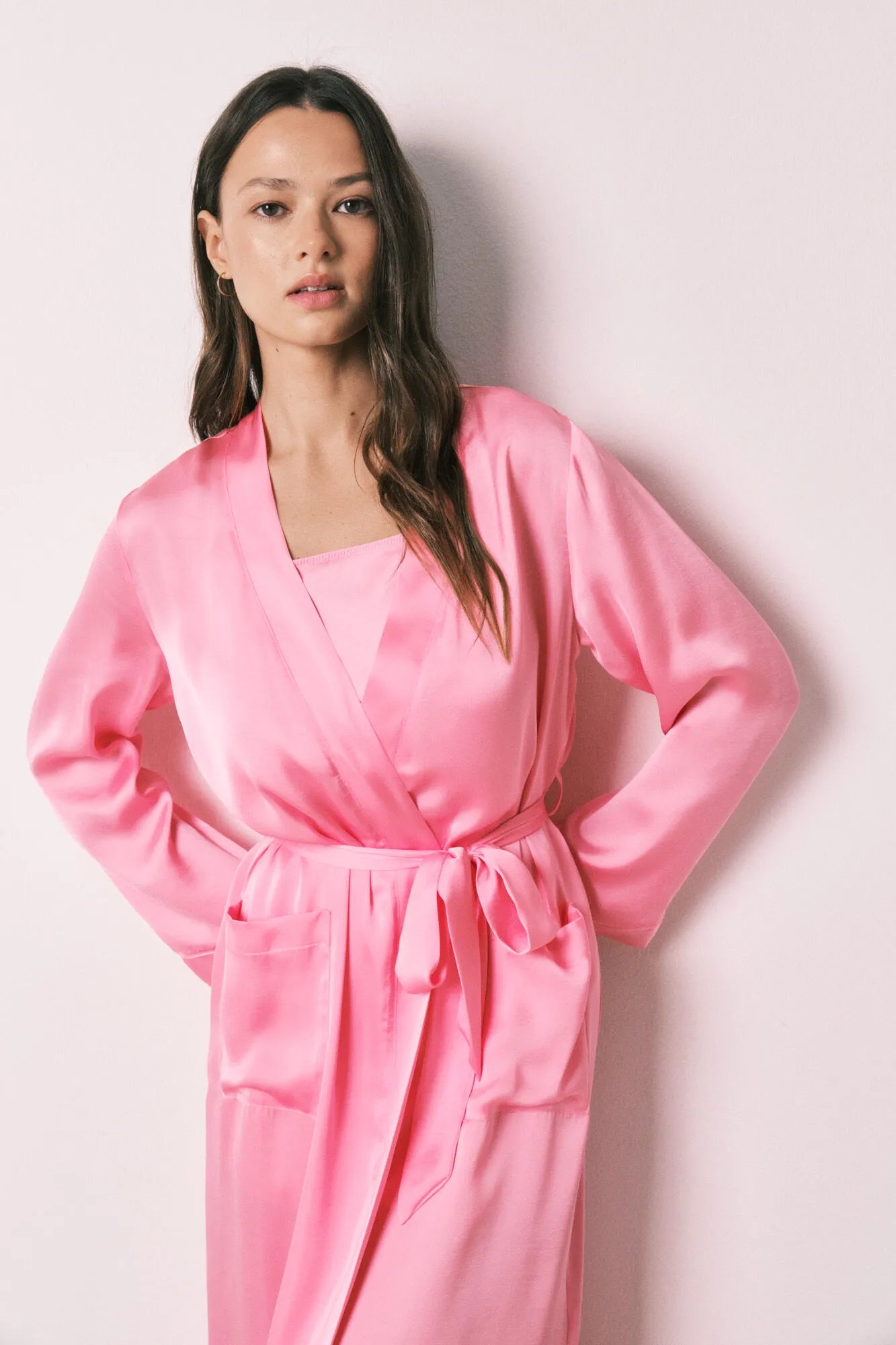 Women Secret Pink Women Pink Satin Midi Robe SKU: 2533686_71 Image 02