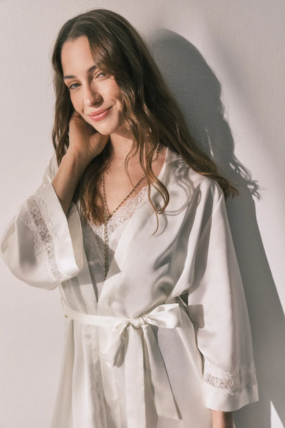 Women Secret Ivory Women Beige Satin Long Robe SKU: 2533687_96 Image 02
