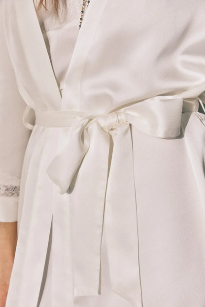 Women Secret Ivory Women Beige Satin Long Robe SKU: 2533687_96 Image 03