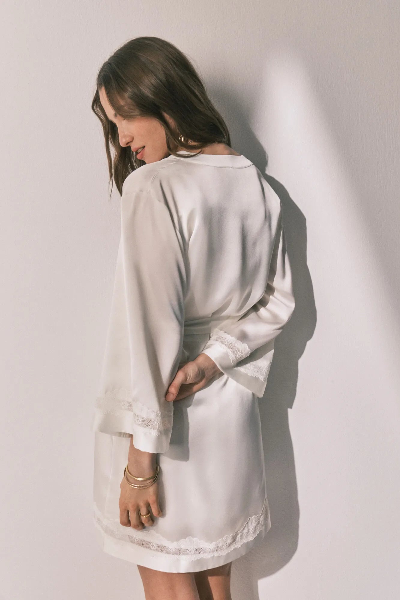 Women Secret Ivory Women Beige Satin Long Robe SKU: 2533687_96 Image 04