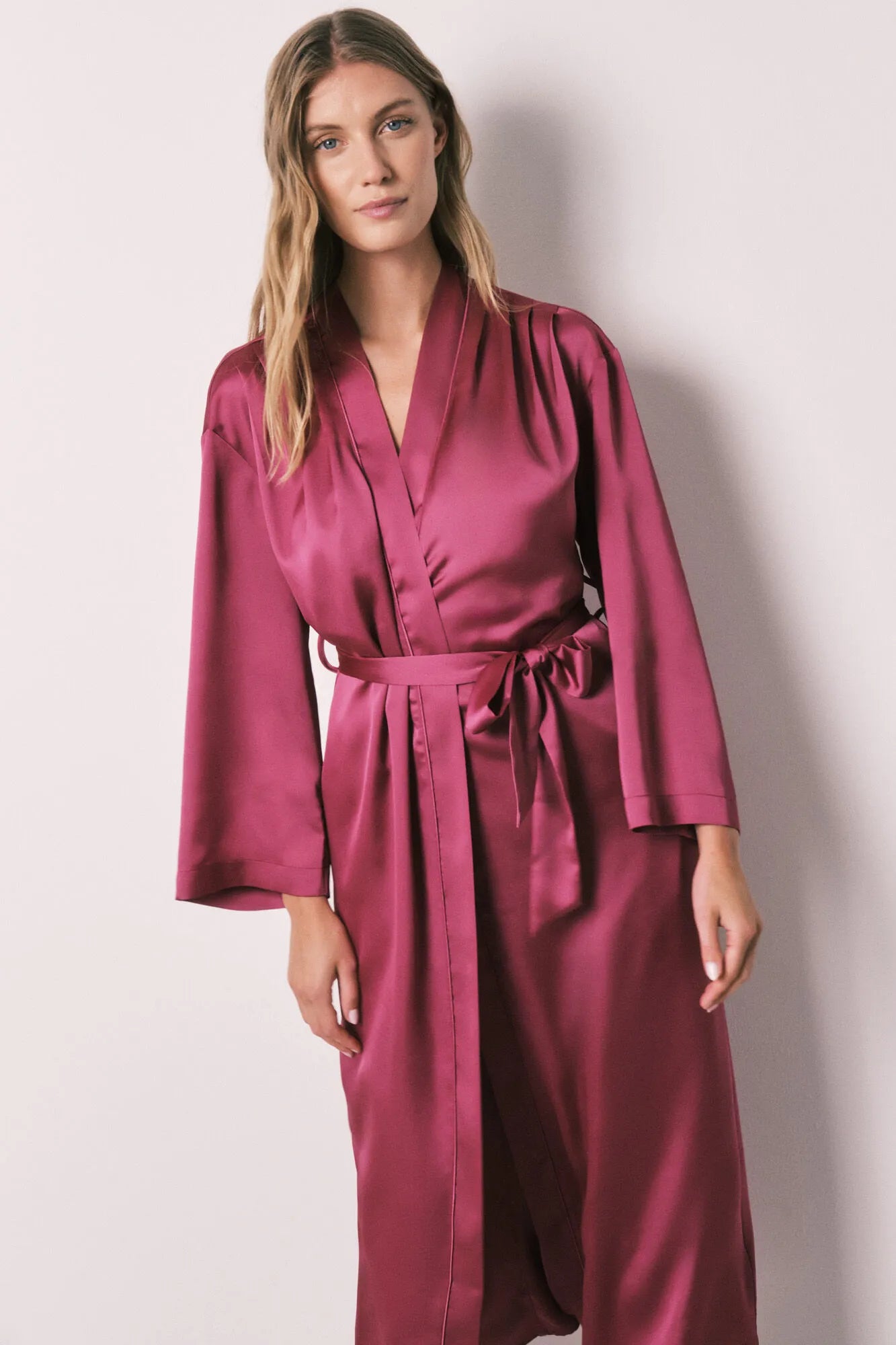 Women Secret Pink Women Satin-Finish Long Ruffled Robe SKU: 2533691_73 Image 04