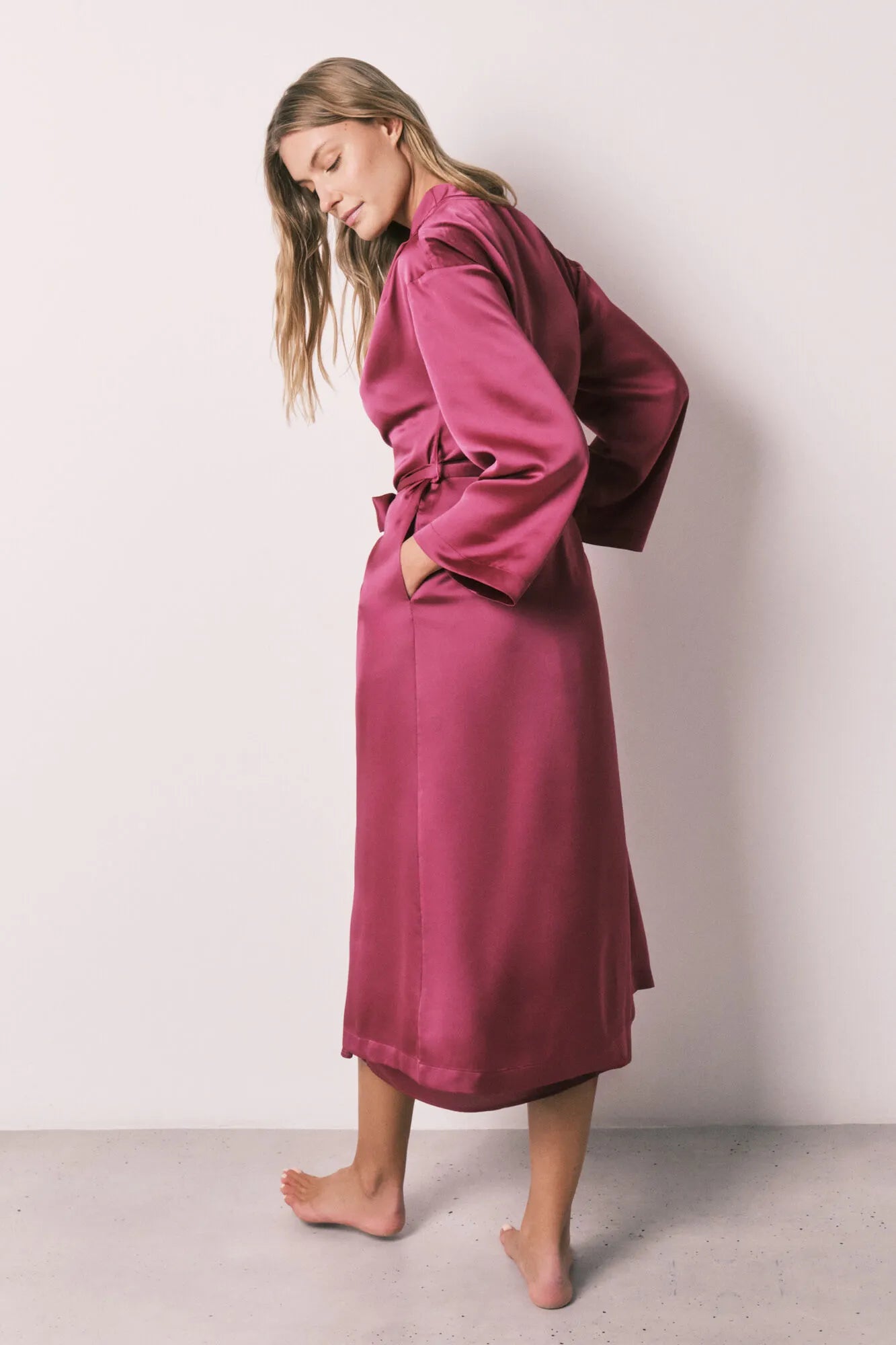 Women Secret Pink Women Satin-Finish Long Ruffled Robe SKU: 2533691_73 Image 05