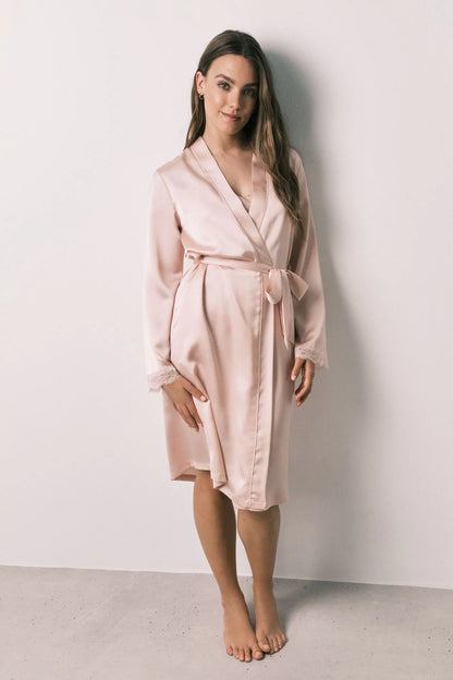 Women Secret Orange Women Satin-Finish Lace Midi Robe SKU: 2534018_67 Image 03