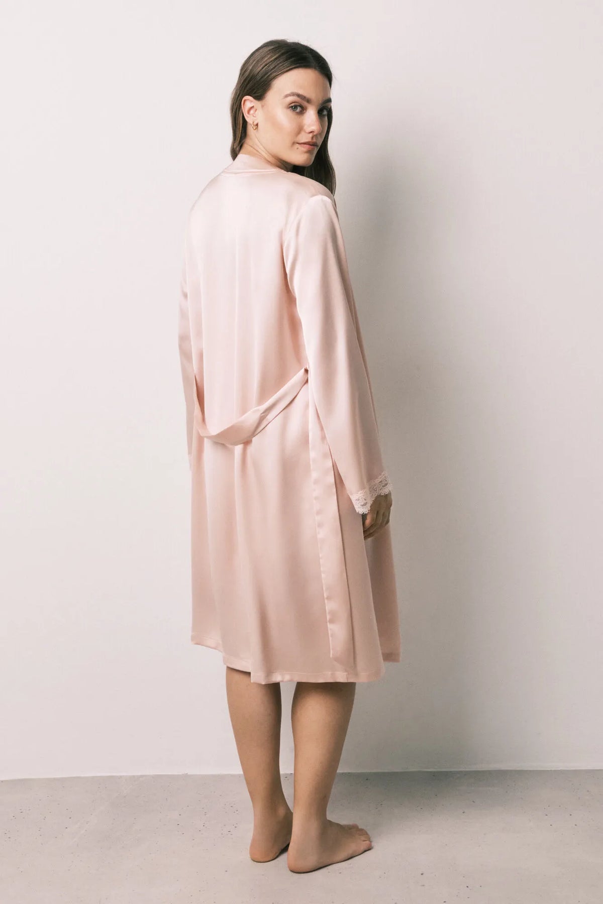 Women Secret Orange Women Satin-Finish Lace Midi Robe SKU: 2534018_67 Image 05
