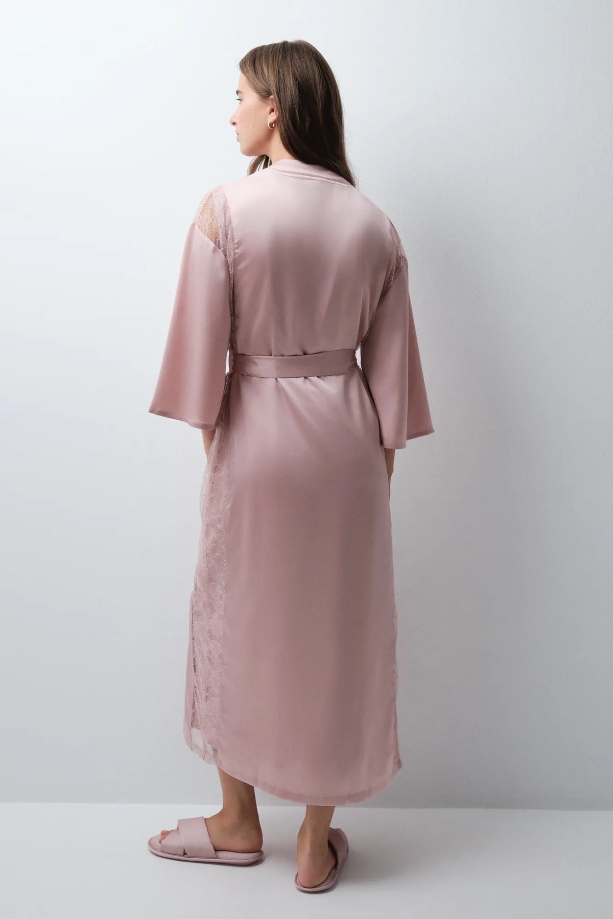 Women Secret Pink Women Pink Satin-Finish Long Robe SKU: 2534022_71 Image 04