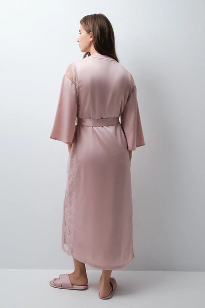 Women Secret Pink Women Pink Satin-Finish Long Robe SKU: 2534022_71 Image 04