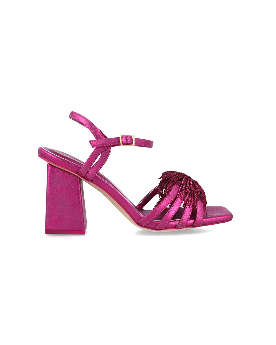 Pink High-Heel Sandals With Fringe Piece_25412_33_01