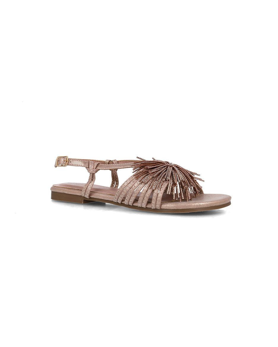 Brown Flat Sandals With Fringe Piece_25414_97_02