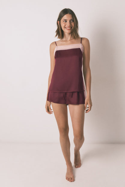 Women Secret_Red_Short Pyjamas Wine Lace Pajamas_2542457_68_03