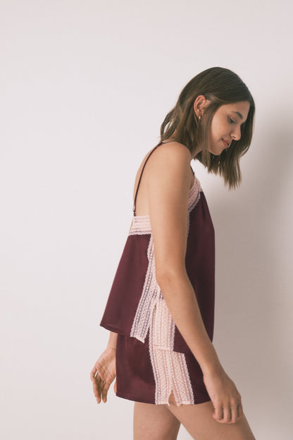 Women Secret_Red_Short Pyjamas Wine Lace Pajamas_2542457_68_04