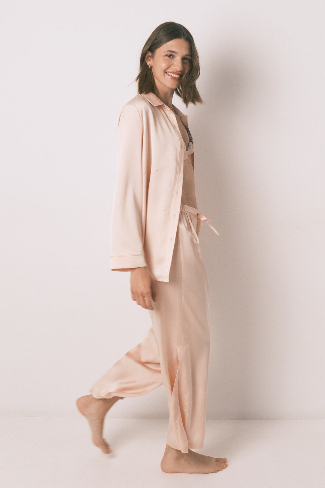 Women Secret_Orange_Long Satin Strass Pajama in Orange_2542458_64_01