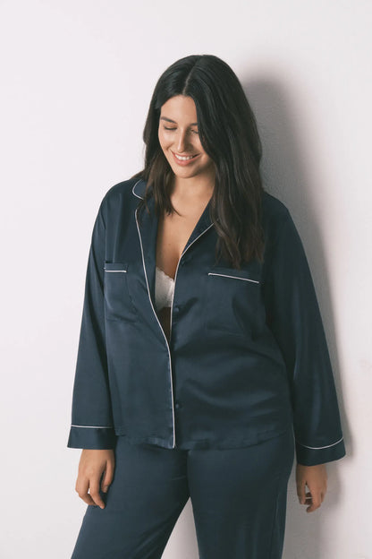 Women Secret_Medium Blue_Long Blue Satin Classic Pyjamas_2542471_12_02