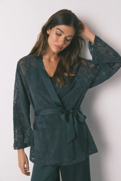 Women Secret_Bottle_Green Satin and Lace Pyjamas Set_2542473_20_03