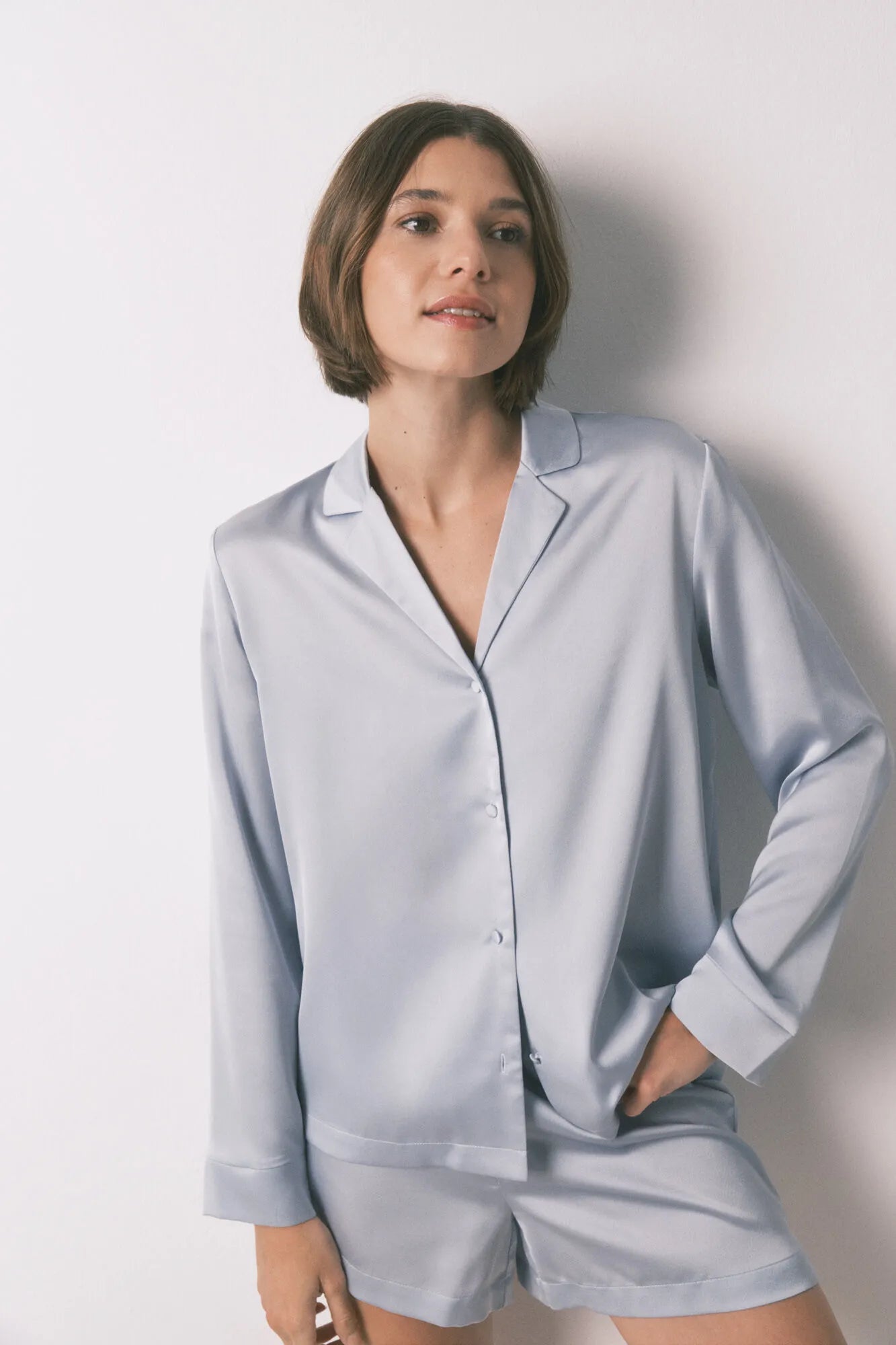 Women Secret_Medium Blue_Blue Satin Short Classic Pyjamas_2542474_12_03