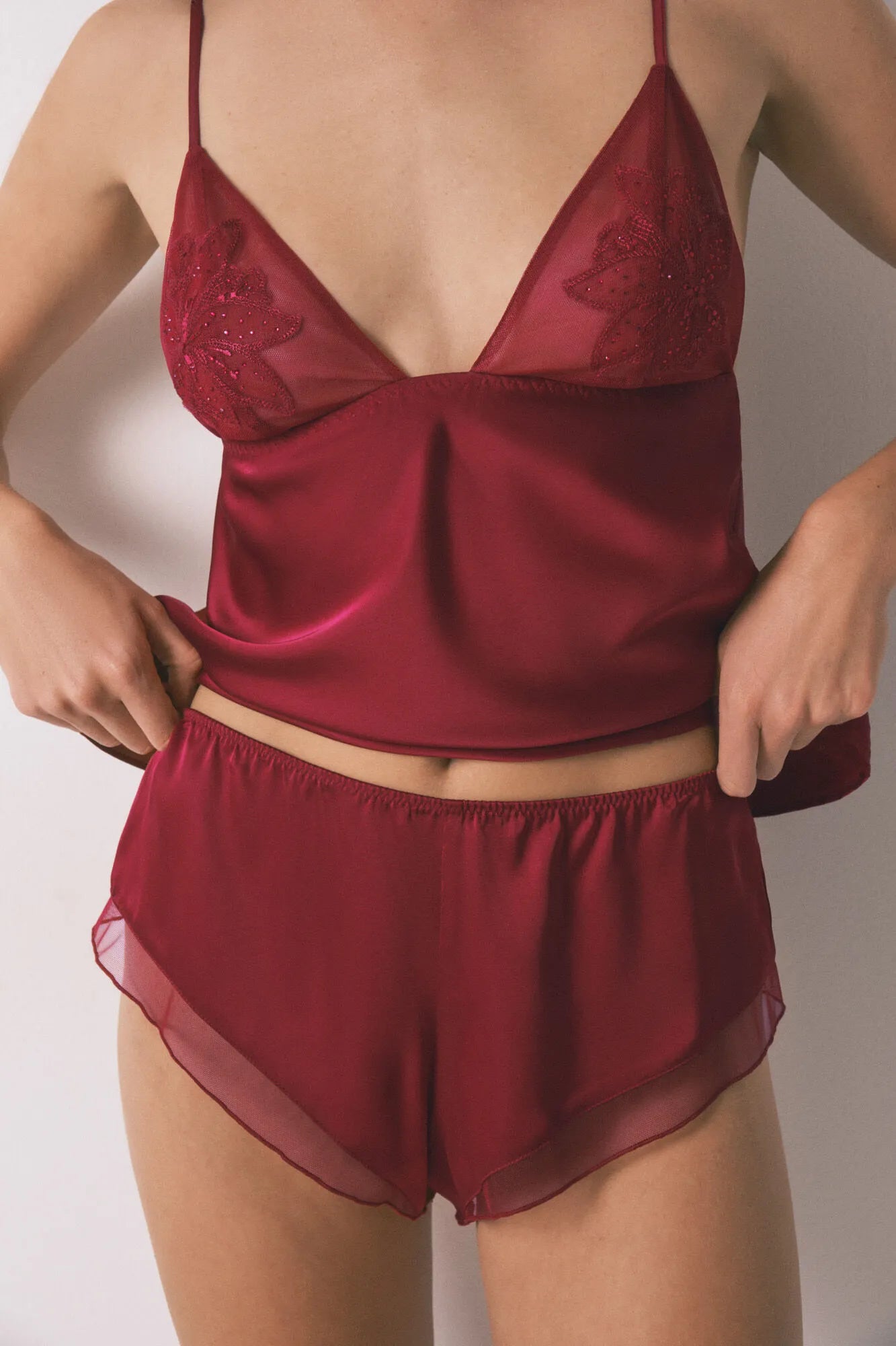Women Secret_Orange_Red Satin and Lace Lingerie Set_2542476_65_02