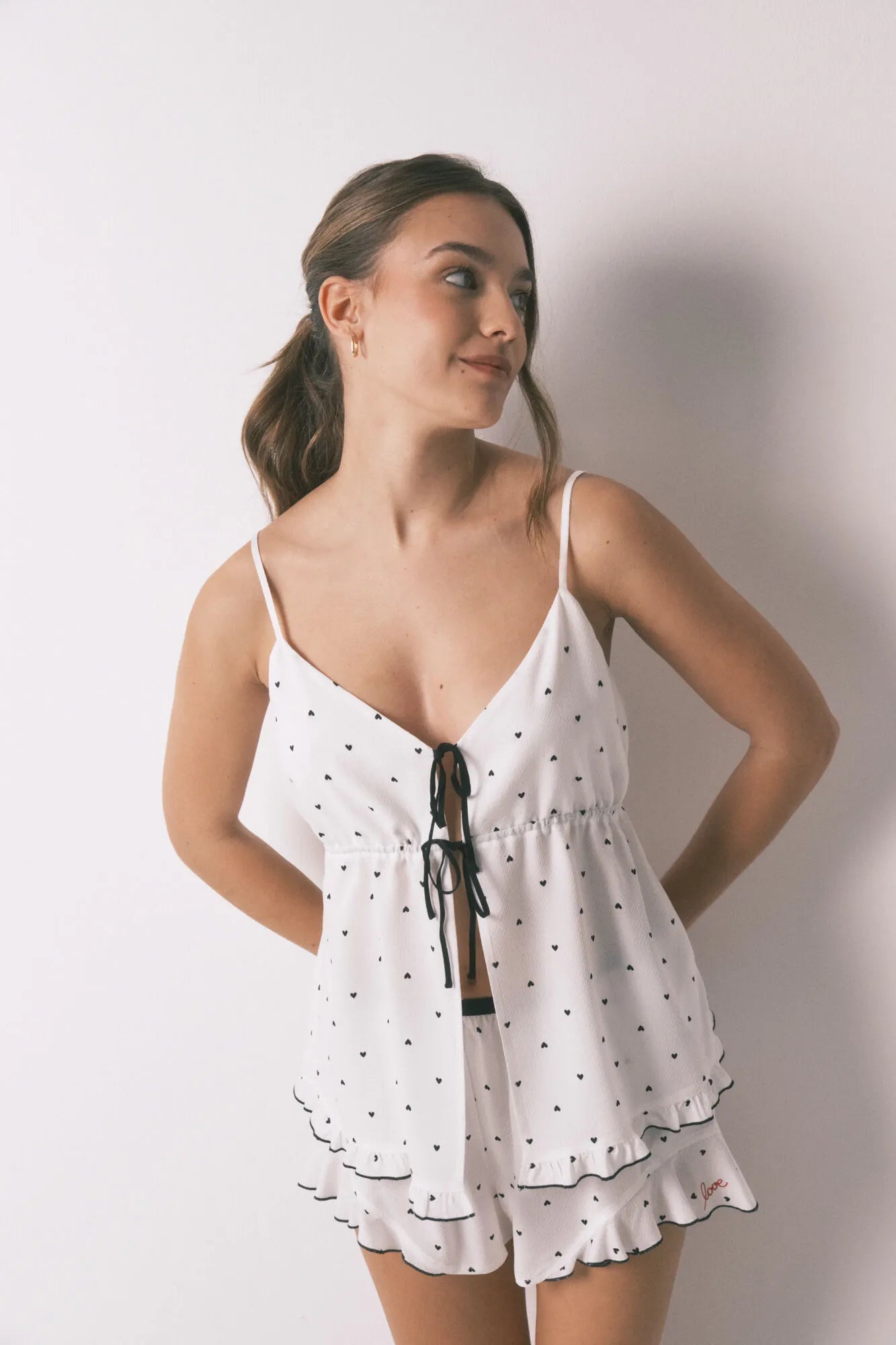 Women Secret_White Print_White Strappy Heart Print Short Pyjamas_2543697_97_01