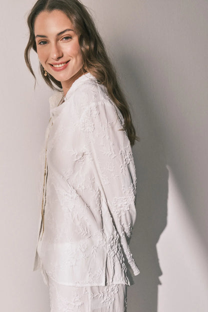 Women Secret_Ivory_Long Satin Jacquard Shirt Pyjamas in White_2543699_96_03