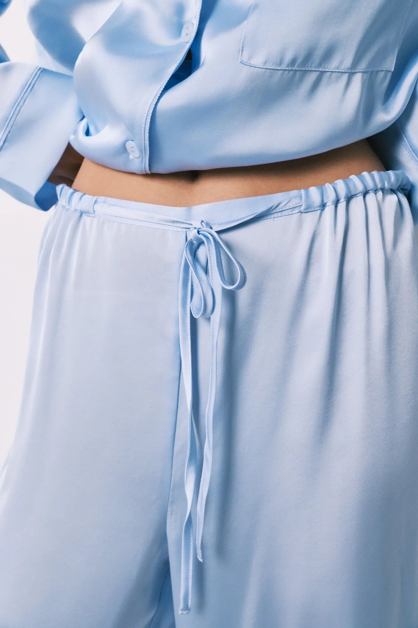 Women Secret Light Blue Women Blue Satin Classic Long Pyjamas SKU: 2543703_16 Image 06