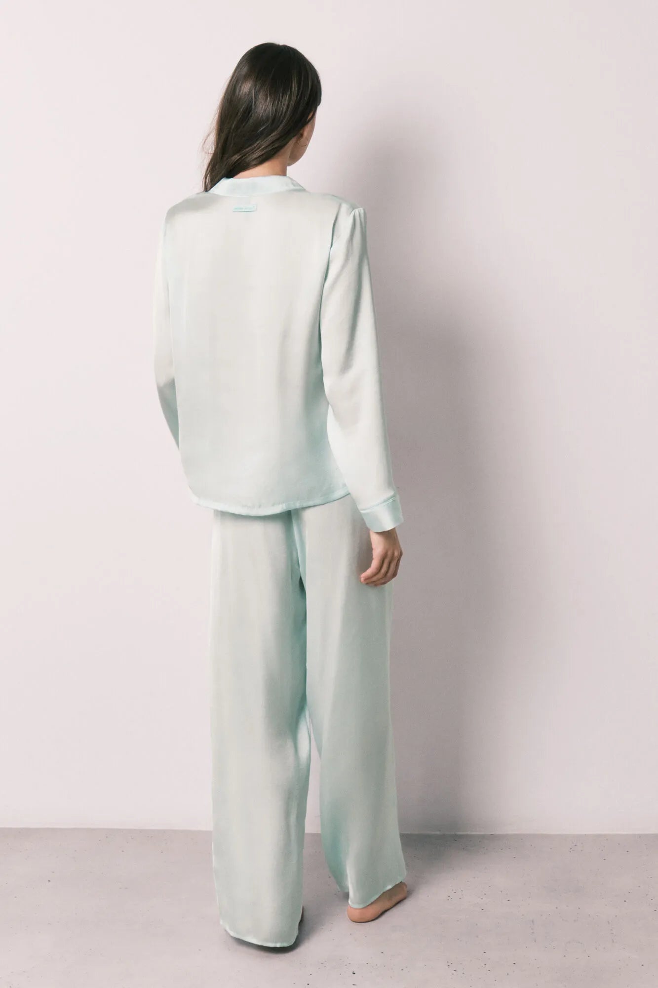 Women Secret Green Women Green Satin Classic Long Pyjamas SKU: 2543704_22 Image 05