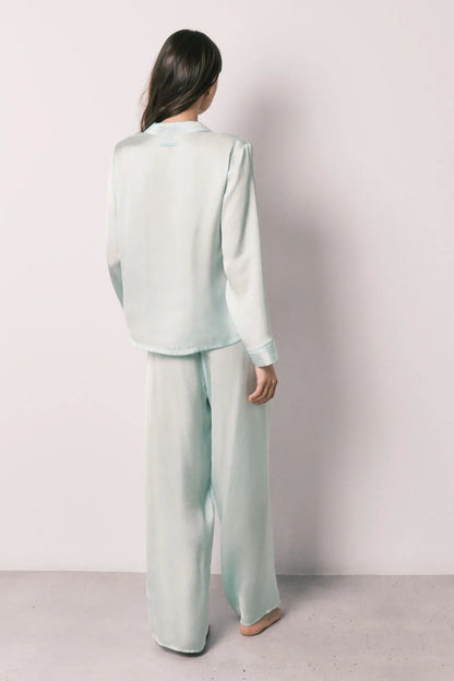 Women Secret Green Women Green Satin Classic Long Pyjamas SKU: 2543704_22 Image 05