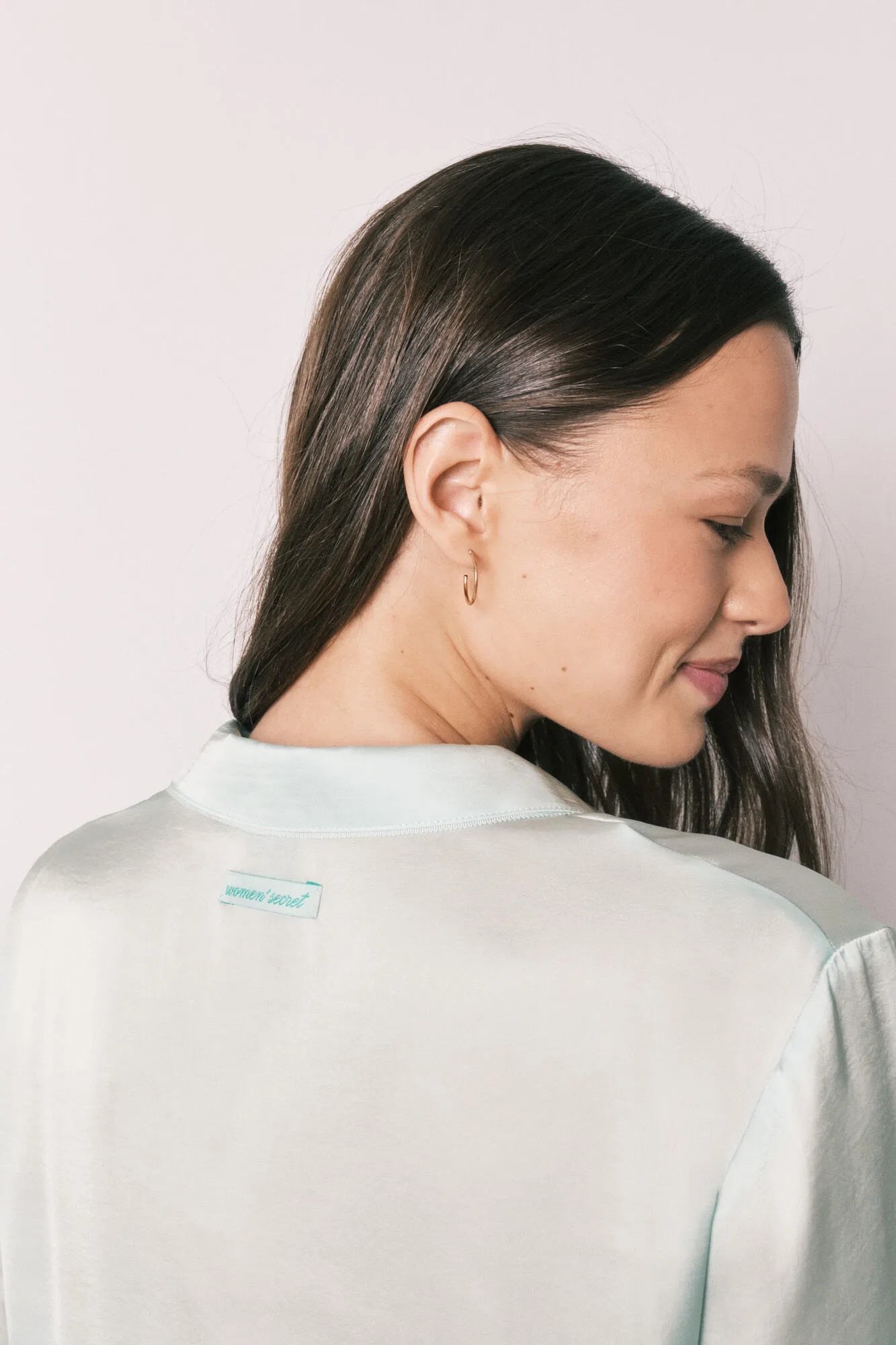 Women Secret Green Women Green Satin Classic Long Pyjamas SKU: 2543704_22 Image 06