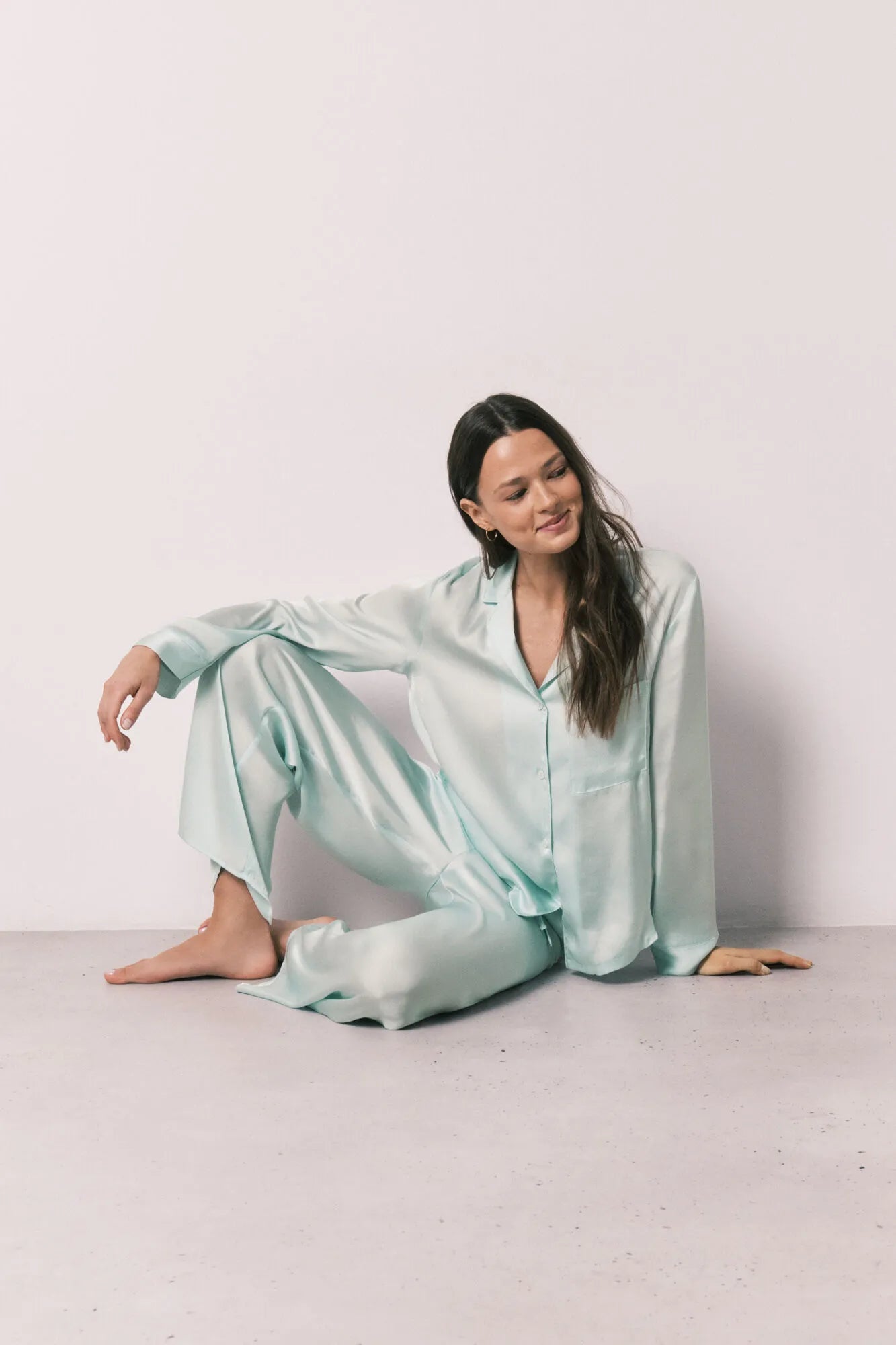 Women Secret Green Women Green Satin Classic Long Pyjamas SKU: 2543704_22 Image 07