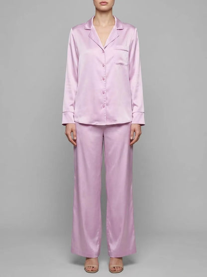 Women Secret Purple/Lilac Women Lilac Satin Long Classic Pyjamas SKU: 2543705_76 Image 00