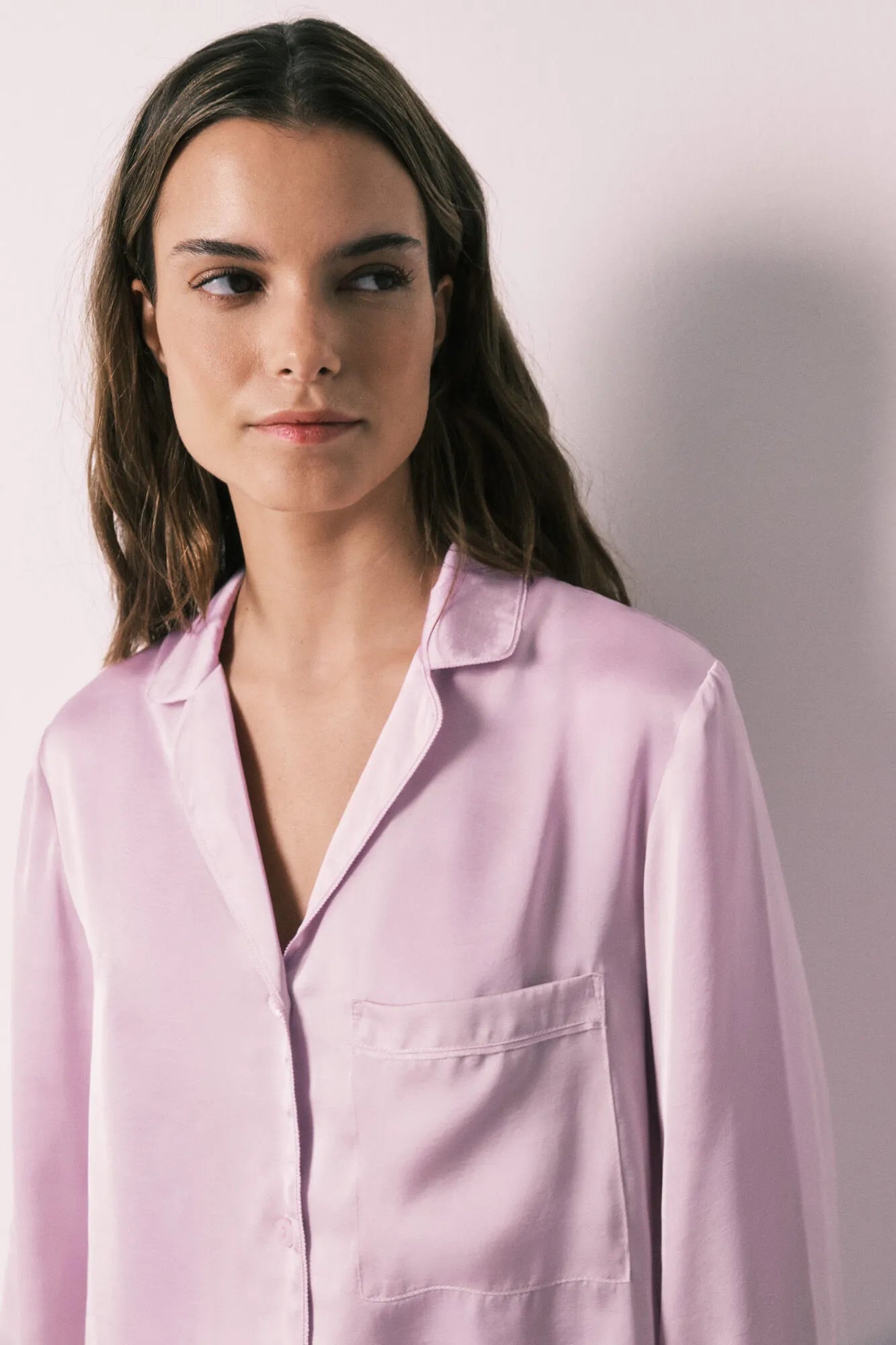 Women Secret Purple/Lilac Women Lilac Satin Long Classic Pyjamas SKU: 2543705_76 Image 04
