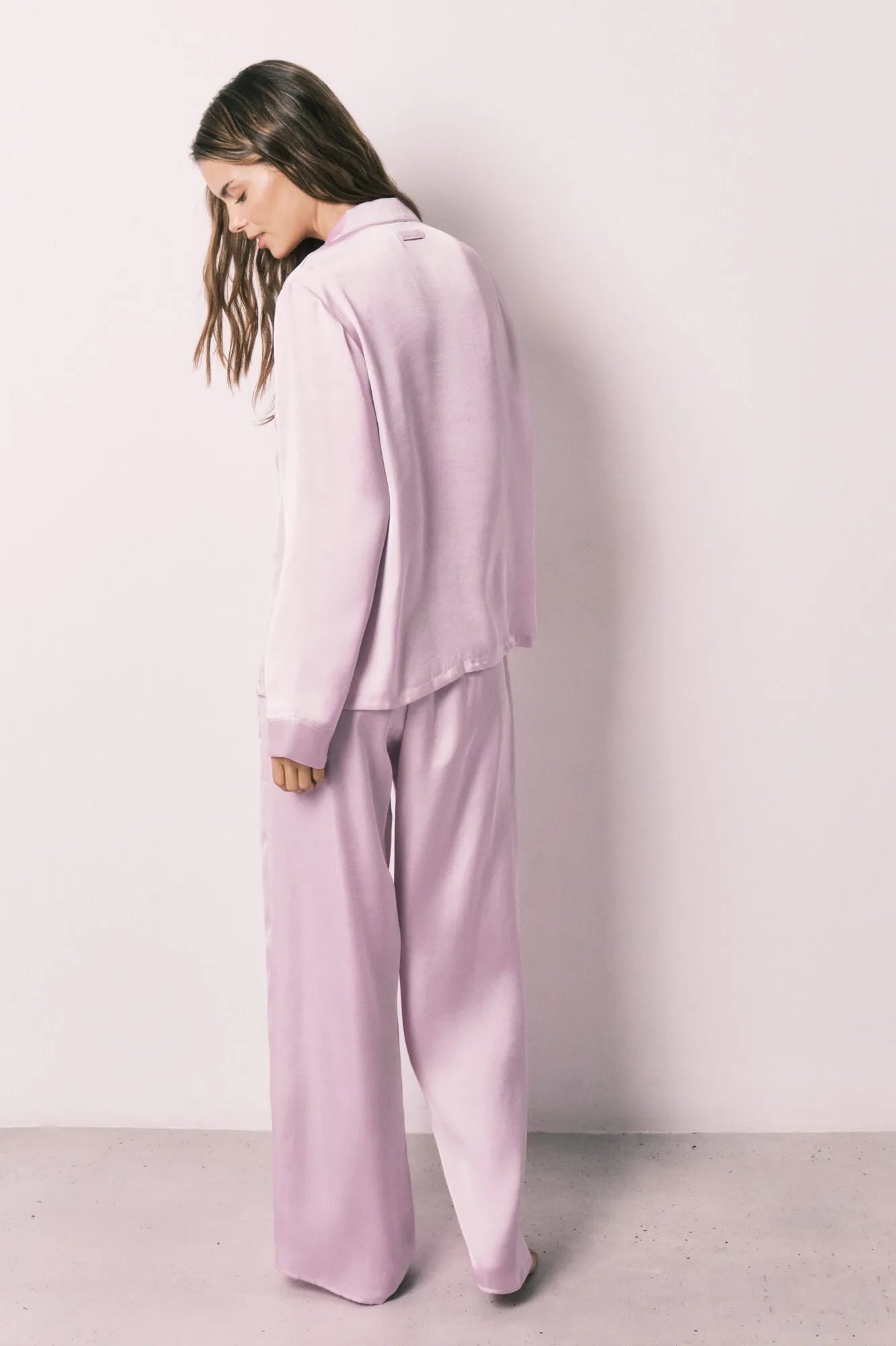 Women Secret Purple/Lilac Women Lilac Satin Long Classic Pyjamas SKU: 2543705_76 Image 06