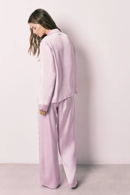 Women Secret Purple/Lilac Women Lilac Satin Long Classic Pyjamas SKU: 2543705_76 Image 06