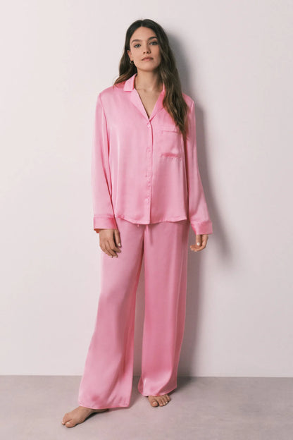 Women Secret Pink Women Pink Satin Classic Long Pyjamas SKU: 2543706_71 Image 03