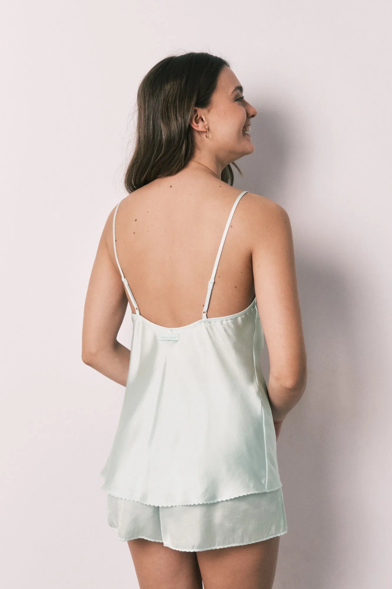 Women Secret Green Women Green Satin Short Pyjamas SKU: 2543708_22 Image 05
