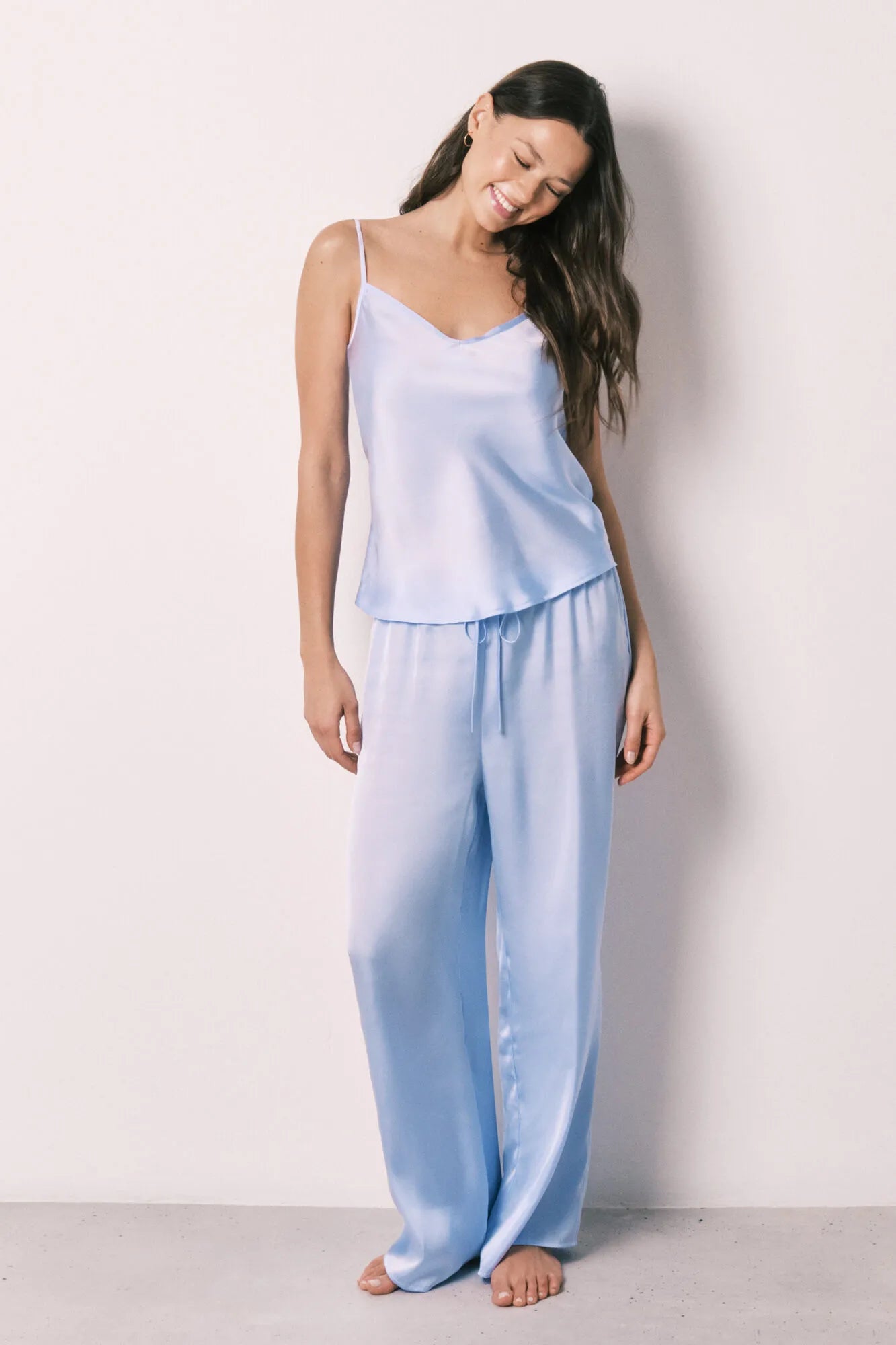 Women Secret Light Blue Women Blue Satin Long Pyjamas SKU: 2543709_16 Image 04