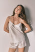 Women Secret Ivory Women Beige Satin Short Pyjamas SKU: 2543711_96 Image 01