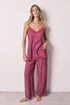 Women Secret Pink Women Satin-Finish Lace Strap Long Pyjamas SKU: 2543716_73 Image 01