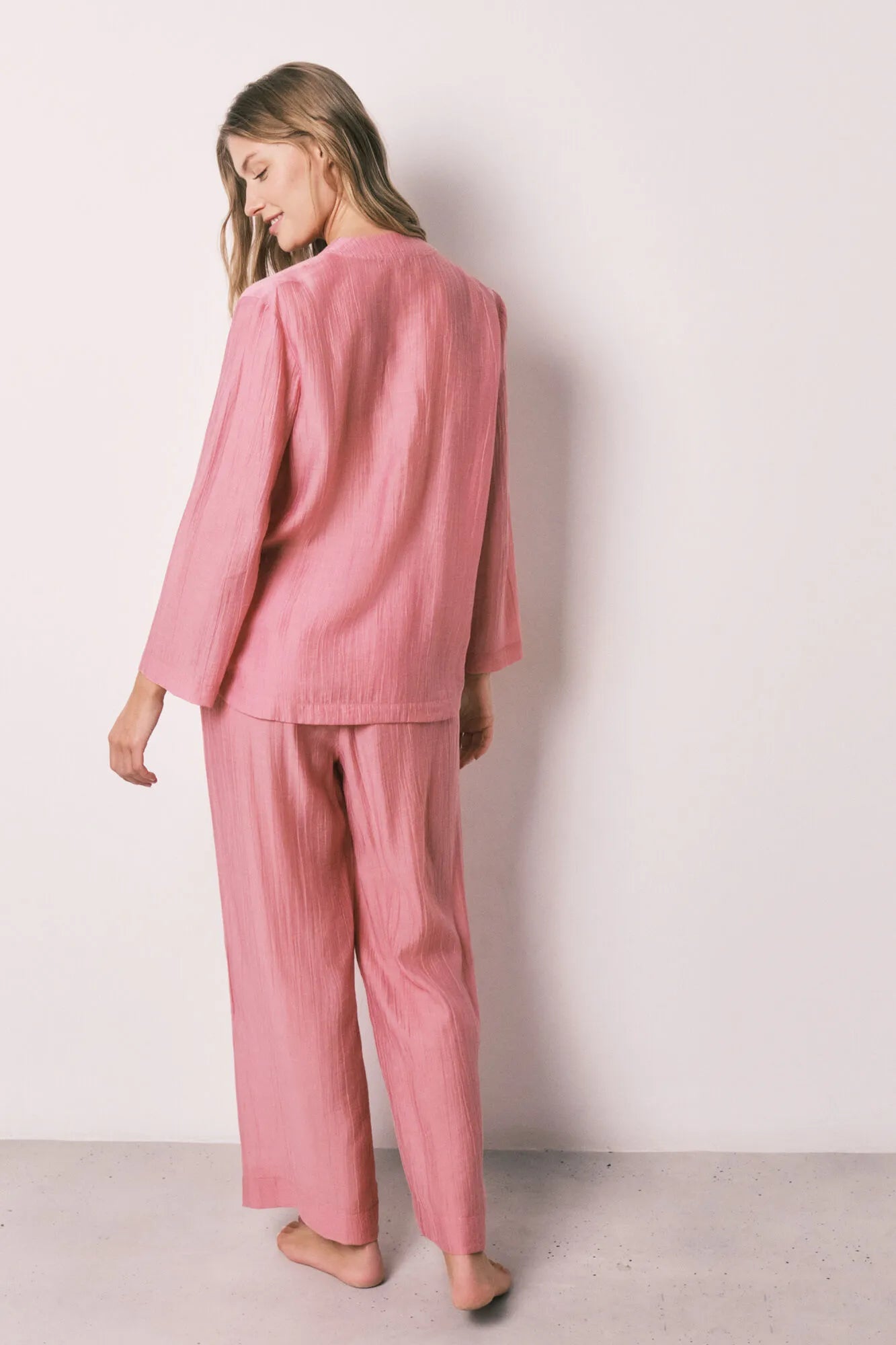 Women Secret Pink Women Pink Satin-Finish Long Pyjamas SKU: 2543717_73 Image 06