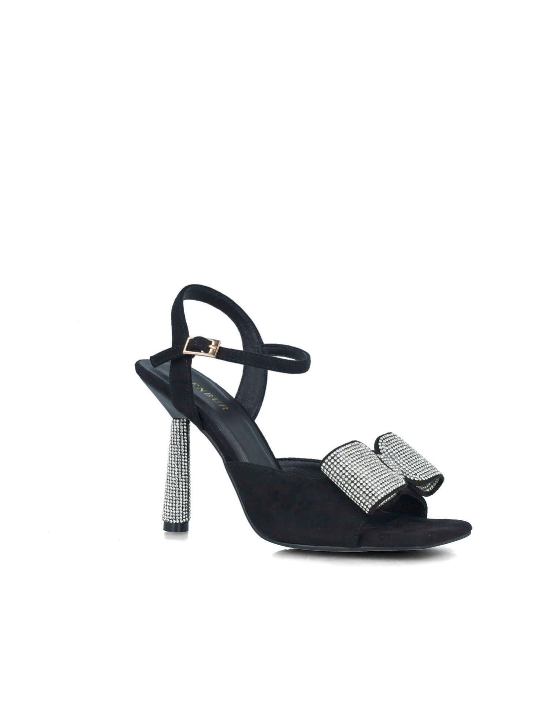 Black High-Heel Sandals With Embellished Bow_25442_01_02