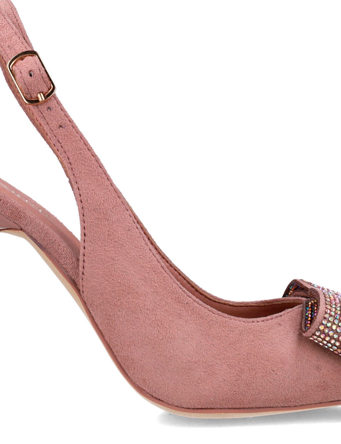 Pink Slingback Pumps With Embellished Bow_25445_97_01