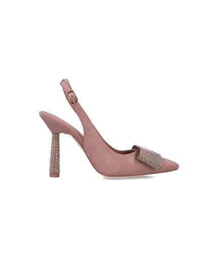 Pink Slingback Pumps With Embellished Bow_25445_97_01