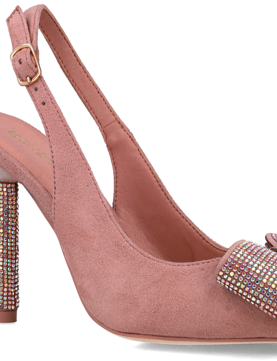 Pink Slingback Pumps With Embellished Bow_25445_97_02